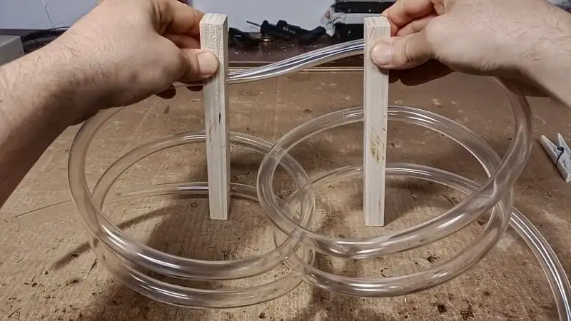 The two towers of the DIY tube spiral for ants with the tube