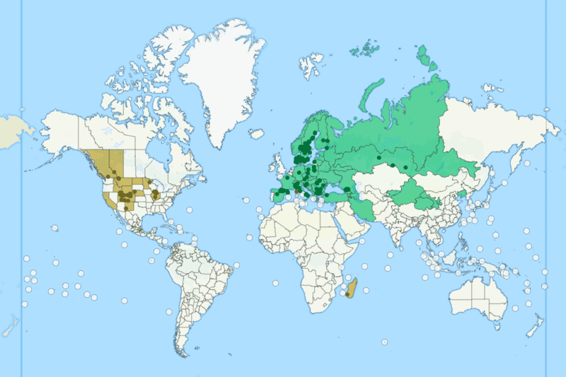 Formica cinerea map